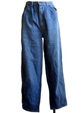 True Vintage Womens Jeans 12 28x30 80s Baggy Hi waist INDIGO Denim Logo